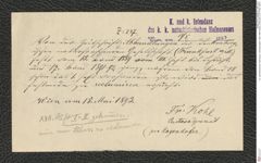 k.k. naturhistorisches Hofmuseum, Intendanzakten 1885-1896 (Hauer), Aktenzahl Z.237/1893, Seite 1